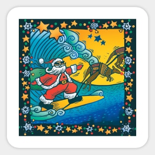 Surfing Santa Sticker